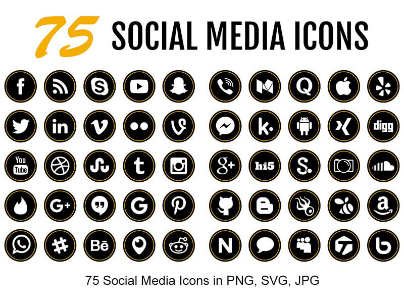 75 Orange Color Social Media Icon Design