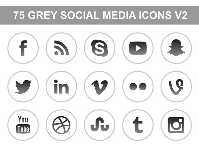 Clean Gray Social Media Icons