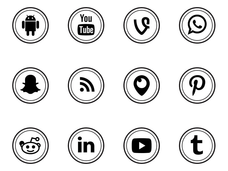 Free Social Media Double Outline Icons by Alfredo Hernandez 1