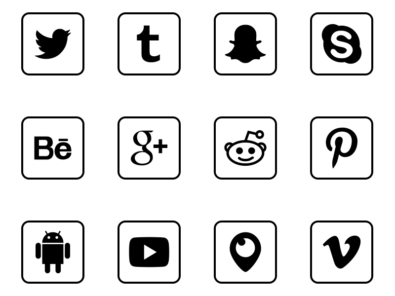 Free-Social-Media-Outline-Square-Icons-By-Alfredo – UI Design, Motion ...
